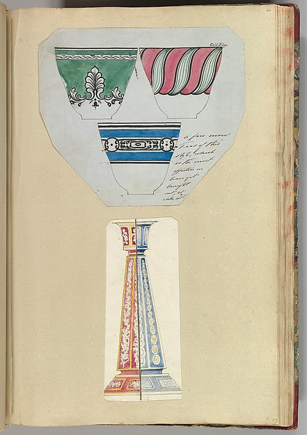 Three Designs for Decorated Cups and Two Designs for a Candles,  Poster Print Wall Art
