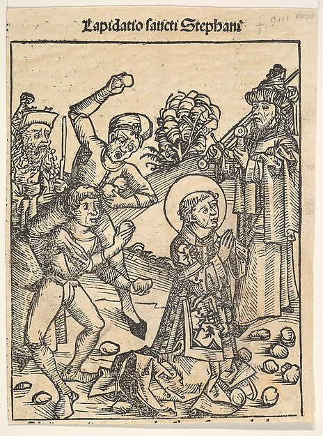 The Martyrdom of St. Stephen  from The Nuremburg Chronicle  fo,  Poster Print Wall Art