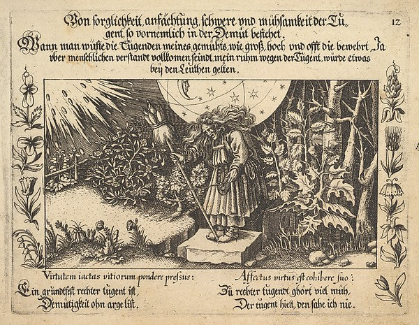 Von sorglichkeit ansächtung  schwere und mühsamkeit der Tugent,  Poster Print Wall Art