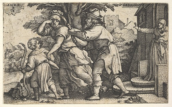 Abraham sending away Hagar and Ishmael -  Abraham holds forth a ,  Poster Print Wall Art