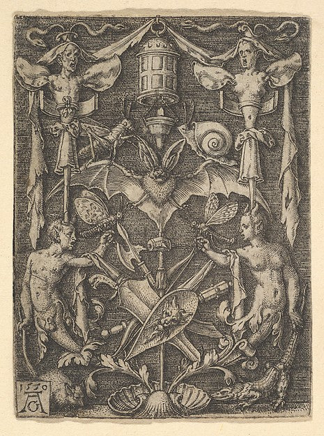 Design for a Candelabra Grotesque with a Bat in the Center 155,  Poster Print Wall Art