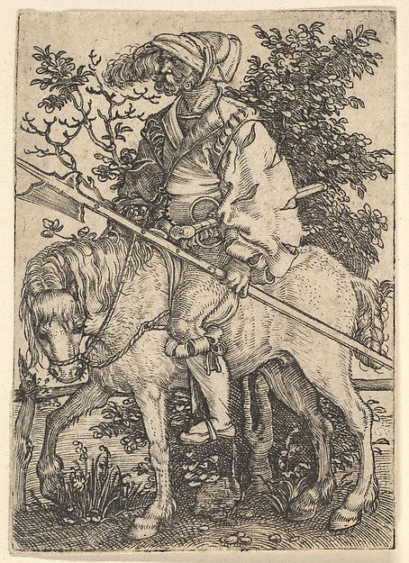 Halberdier on Horseback early 16th cent-Barthel Beham ,  Poster Print