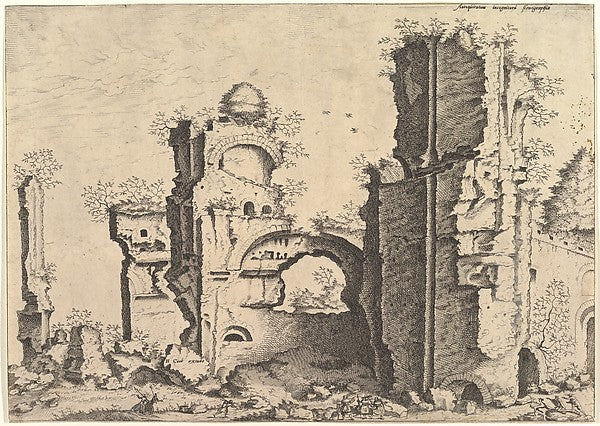 View of ruins  possibly the Baths of Caracalla  from the serie,  Poster Print Wall Art