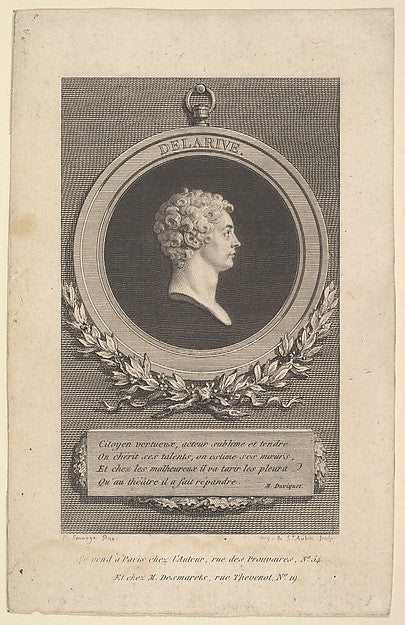 Augustin de Saint-Aubin:Portrait of De Larive 1785-16x12"(A3) Poster