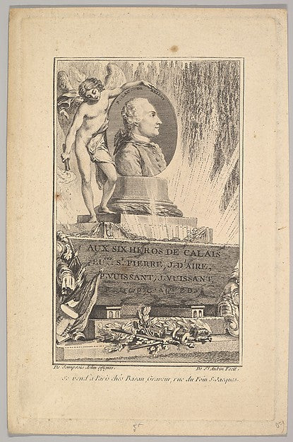 Augustin de Saint-Aubin , After De Sompsois:Portrait of Pier-16x12"(A3) Poster