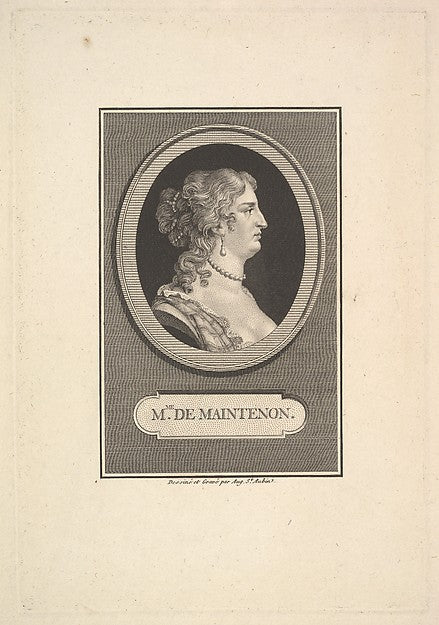 Augustin de Saint-Aubin:Portrait of Madame de Maintenon c180-16x12"(A3) Poster