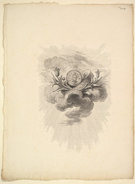 Augustin de Saint-Aubin:Vignette with a Medal depicting Harp-16x12"(A3) Poster