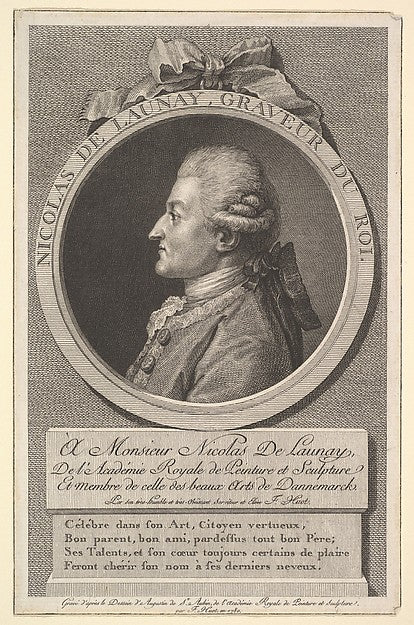 F. Huot, After Augustin de Saint-Aubin:Portrait of Nicolas d-16x12"(A3) Poster