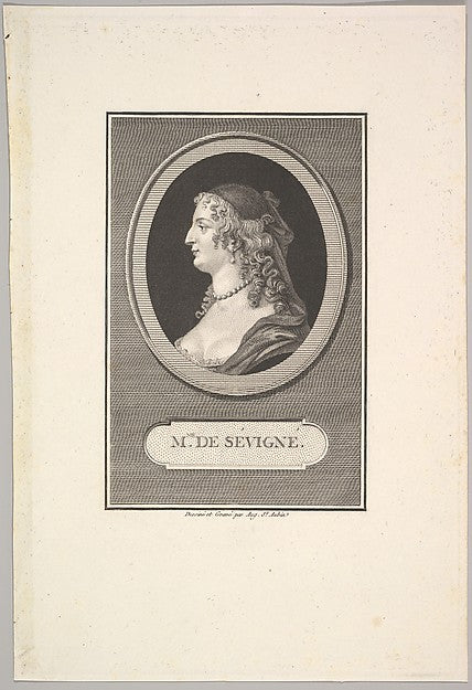 Augustin de Saint-Aubin:Portrait of Marie de Rabutin Mise de-16x12"(A3) Poster