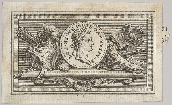 Augustin de Saint-Aubin:Medal with Portrait of Caligula in t-16x12"(A3) Poster