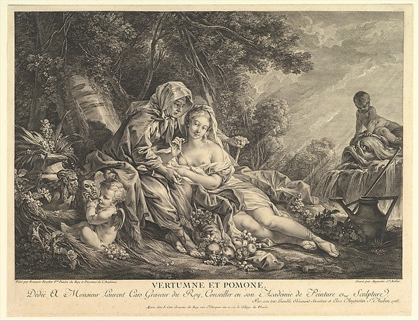 Vertumnus and Pomona 1765-Augustin de Saint-Aubin, After Franç,16x12"(A3)Poster