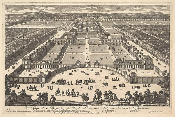 Veüe generale en Perspective du Château Bassecourt  Anticours ,  Poster Print Wall Art