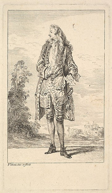 Standing man with right hand tucked into his waistcoat  shown ,  Poster Print Wall Art