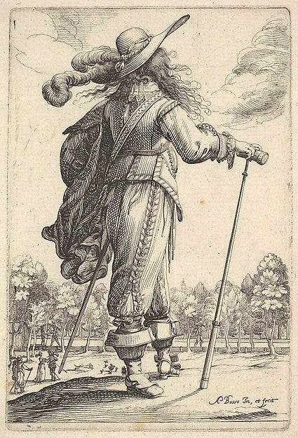 A gentleman  seen from behind  walking towards the right with ,16x12"(A3)Poster