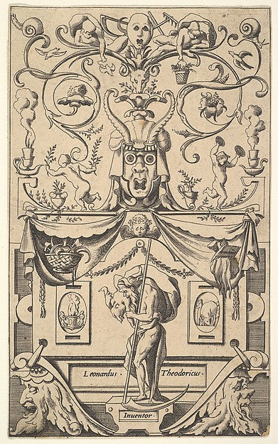 Panel with figure of Saturn  plate 1 c1550–65-René Boyvin, Aft,  Poster Print Wall Art