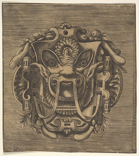 Fantastical Mask with Strapwork mid-16th cent-Anonymous, Frenc,  Poster Print Wall Art