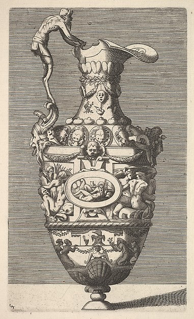 Vase with a River God in an Oval Medallion 17th cent-Originall,  Poster Print Wall Art
