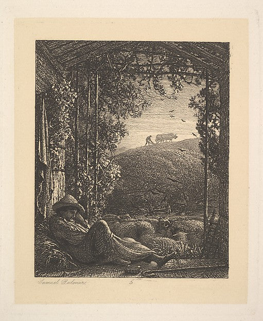 The Sleeping Shepherd  Early Morning 1857-Samuel Palmer ,  Poster Print Wall Art