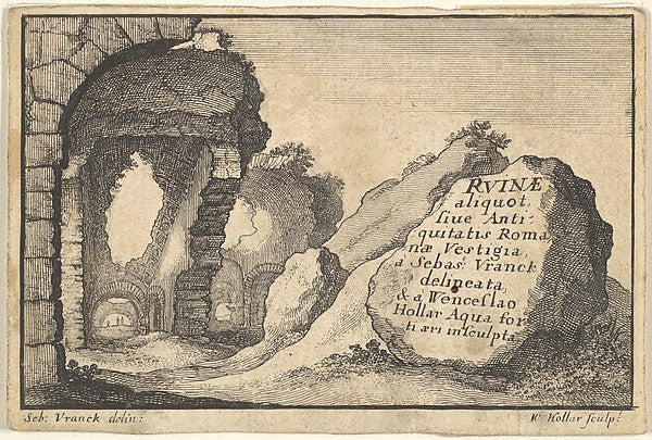 Roman Ruins  second version of title-page c1650-Wenceslaus Hol,  Poster Print Wall Art