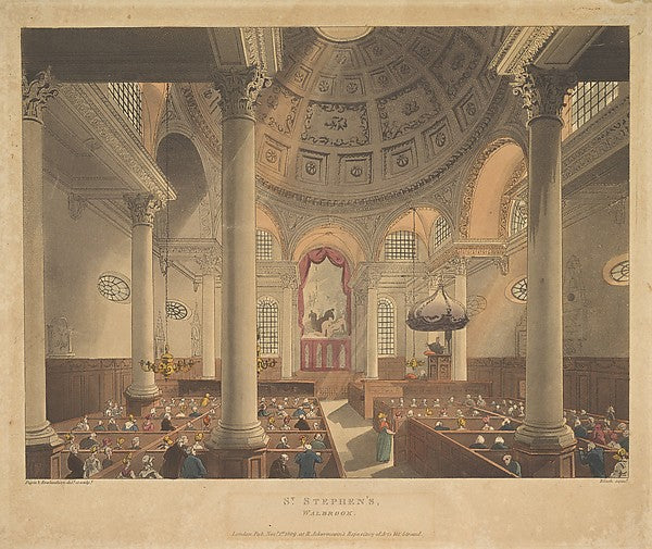 St. Stephen's Walbrook  November 1, 1809-Designed and etched b,  Poster Print Wall Art