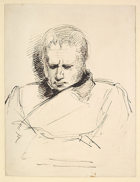 George Richmond:Study of a Man Gazing Down 1840–80-16x12"(A3) Poster