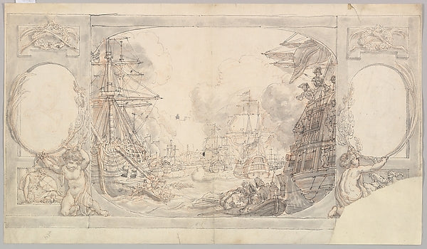 Edward Francis Burney:Study for the "Attack on Copenhagen" 1-16x12"(A3) Poster