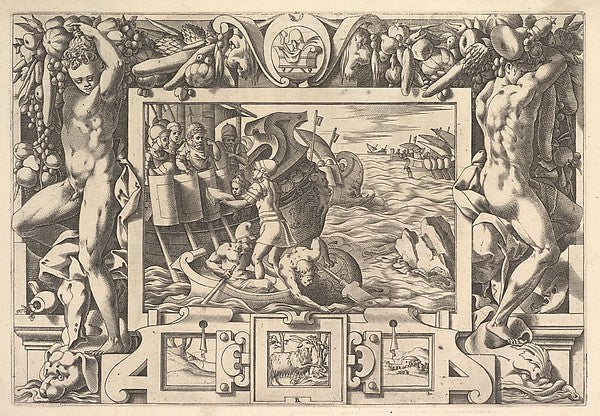 Absyrtus' limbs presented in a wrapped cloth to his father   f,  Poster Print Wall Art