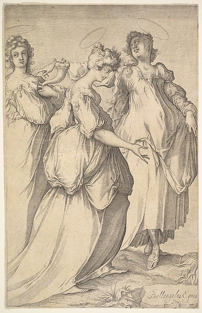 Three Haloed Female Figures c1610–50-Matthäus Merian the Elder,  Poster Print Wall Art