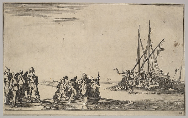 Stefano della Bella :A rowboat full of men in center a group-16x12"(A3) Poster