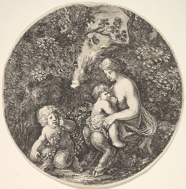 Stefano della Bella :A female satyr breastfeeding an child t-16x12"(A3) Poster