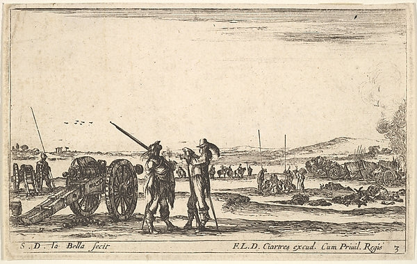 Stefano della Bella :Plate 3: An officer giving orders to a -16x12"(A3) Poster
