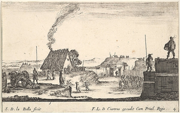 Stefano della Bella :Plate 4: A military encampment with a s-16x12"(A3) Poster