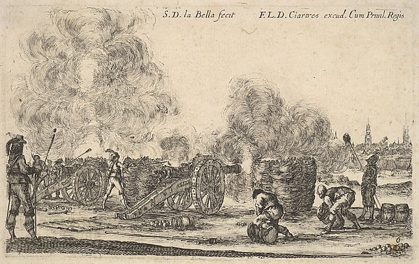Stefano della Bella :Plate 6: A battery of cannons firing on-16x12"(A3) Poster