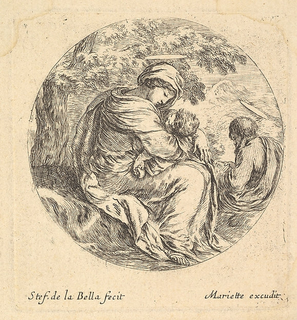 Stefano della Bella :Rest on the Flight into Egypt a round c-16x12"(A3) Poster