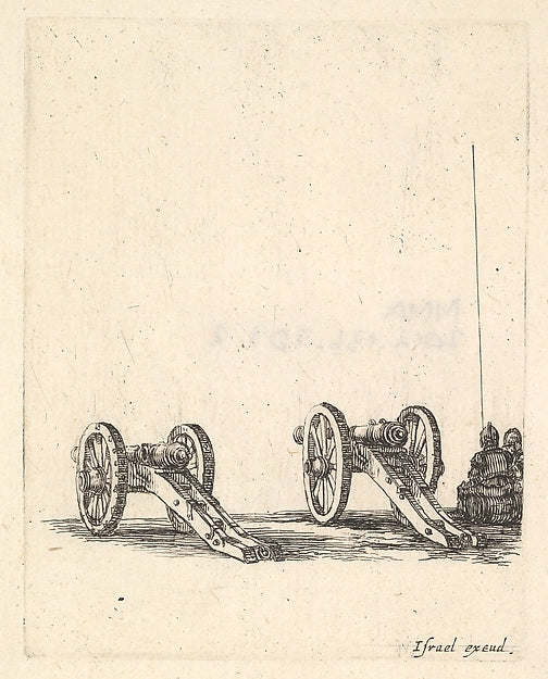 Stefano della Bella :Two cannons two soldiers seen from the -16x12"(A3) Poster