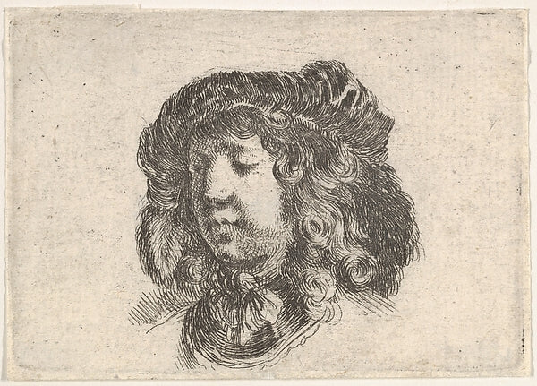 Stefano della Bella :Plate 34: head of a young man in a cap -16x12"(A3) Poster