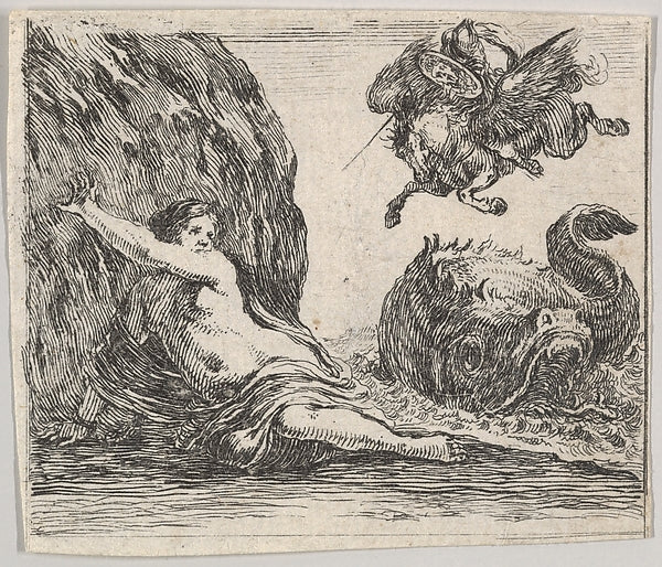 Stefano della Bella :Perseus and Andromeda from 'Game of Myt-16x12"(A3) Poster