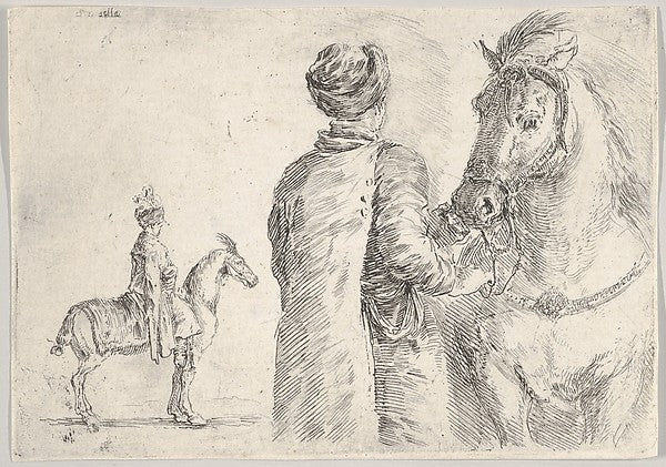 Stefano della Bella :A Polish valet seen from behind holding-16x12"(A3) Poster