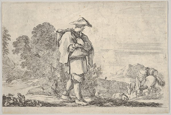 Stefano della Bella :Plate 11: a peasant wearing a hat at ce-16x12"(A3) Poster
