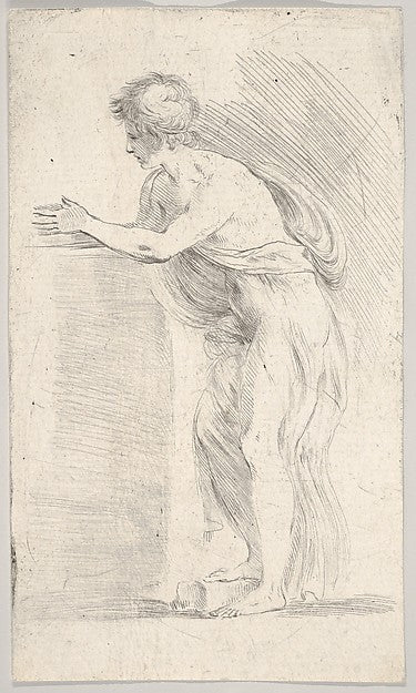 Stefano della Bella :Study of a young man pressing his hands-16x12"(A3) Poster