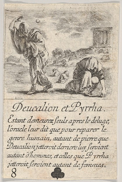 Stefano della Bella :Deucalion and Pyrrha from 'Game of Myth-16x12"(A3) Poster