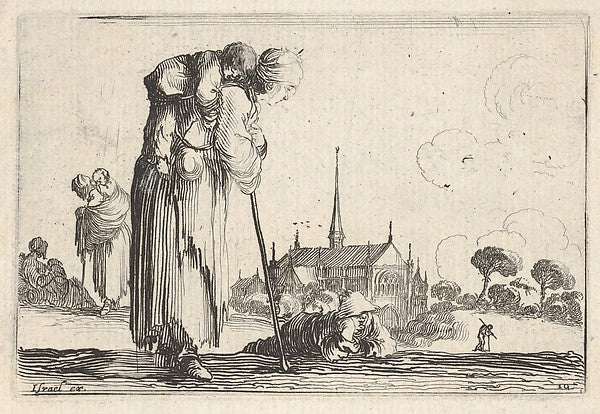 Stefano della Bella :Plate 10: a peasant woman turned toward-16x12"(A3) Poster