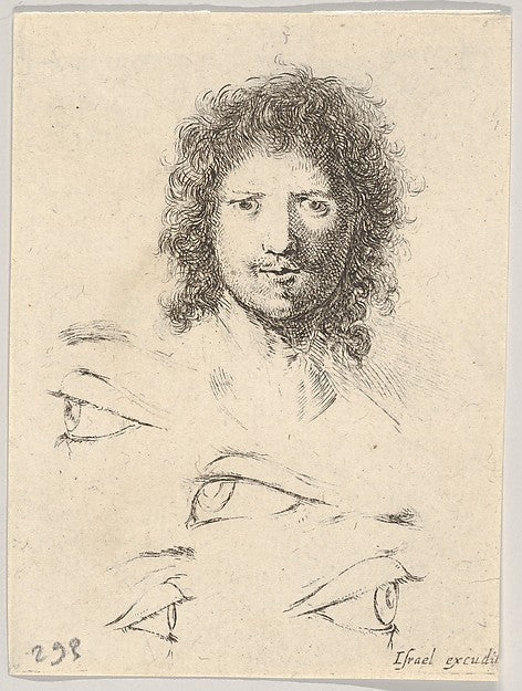 Stefano della Bella :Plate 2: at top the head of a young man-16x12"(A3) Poster