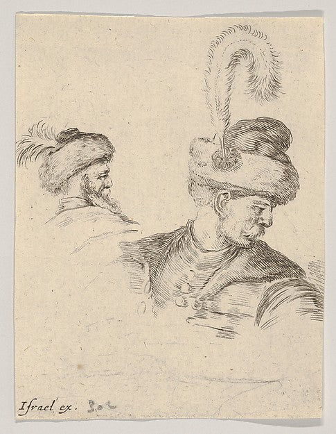 Stefano della Bella :Plate 11: a Polish bust in profile turn-16x12"(A3) Poster