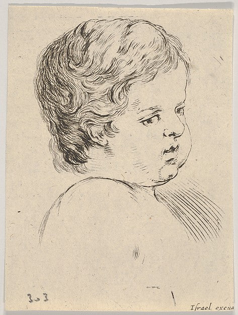 Stefano della Bella :Plate 12: head of a child from 'The Boo-16x12"(A3) Poster