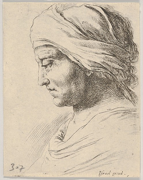 Stefano della Bella :Plate 16: head of an old man in profile-16x12"(A3) Poster