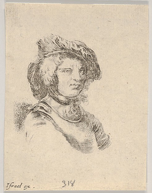 Stefano della Bella :Plate 11: bust of a man wearing a cap a-16x12"(A3) Poster