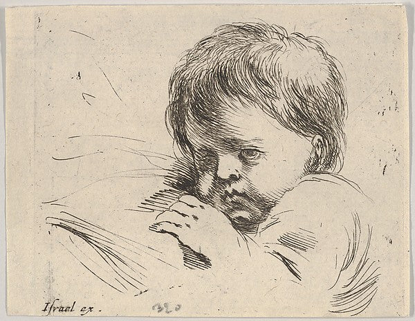 Stefano della Bella :Plate 13: bust of a child with his left-16x12"(A3) Poster