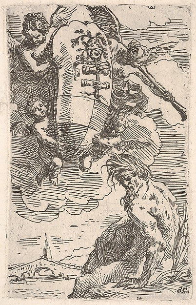 Simone Cantarini:Allegory of the Foglia River and the city o-16x12"(A3) Poster