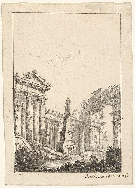 Jérôme Charles Bellicard:Architectural Capriccio 1745–80-16x12"(A3) Poster